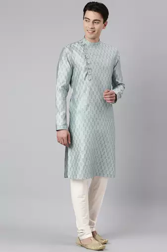 Aqua angrakha kurta set