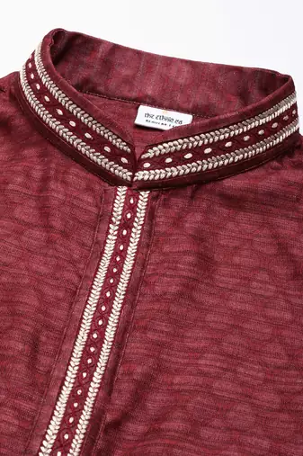 Maroon cotton printed kurta set