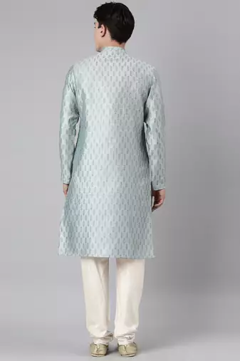 Aqua angrakha kurta set