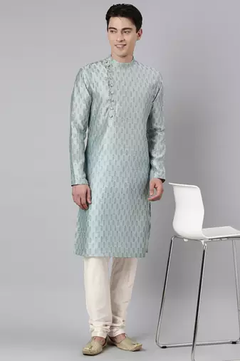 Aqua angrakha kurta set