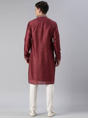 Maroon cotton printed kurta set 5