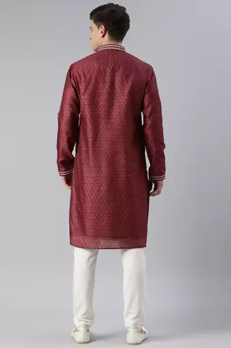 Maroon cotton printed kurta set
