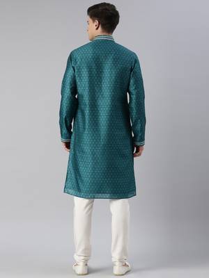 Green cotton printed kurta set 5