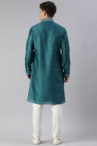 Green cotton printed kurta set