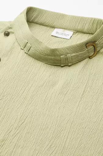 Pistachio side placket asymetrical drape kurta set
