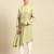 Pistachio side placket asymetrical drape kurta set