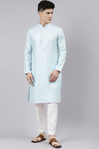 Sky blue chanderi kurta set