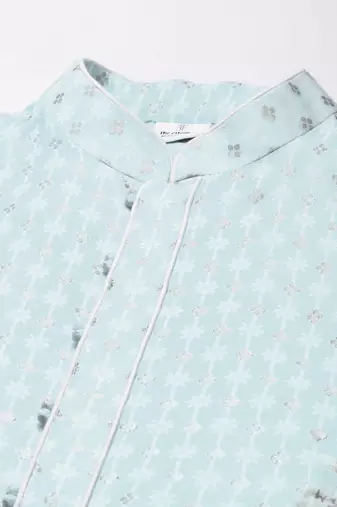 Sky blue chanderi kurta set