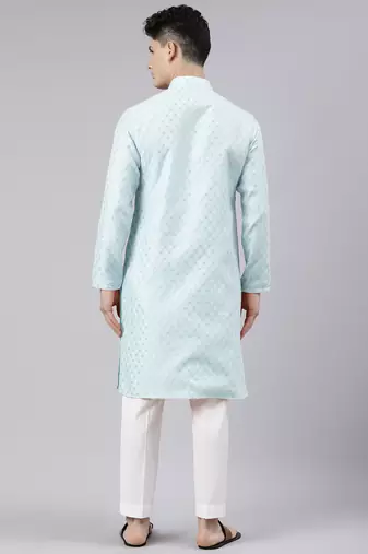 Sky blue chanderi kurta set