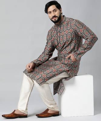 Navy sanganeri print kurta set 1