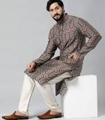 Navy sanganeri print kurta set