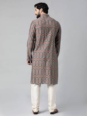 Navy sanganeri print kurta set 4