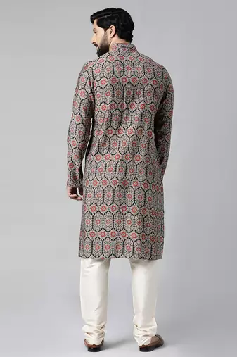 Navy sanganeri print kurta set
