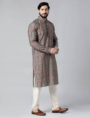 Navy sanganeri print kurta set 5