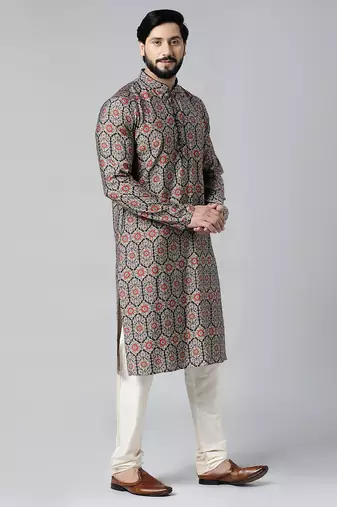Navy sanganeri print kurta set