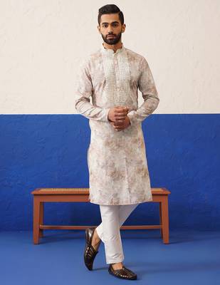 Floral embroidered ceremonial kurta set 1