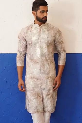 Floral embroidered ceremonial kurta set
