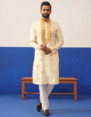 Tie dye printed embroidered kurta set 1