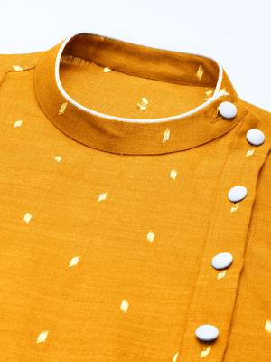 Mustard design asymmetrical kurta set 2
