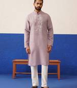 Onion pink mirror embroidery kurta set