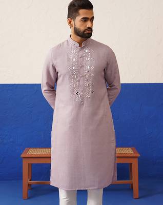 Onion pink mirror embroidery kurta set 3