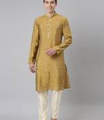 Mustard batik print kurta set