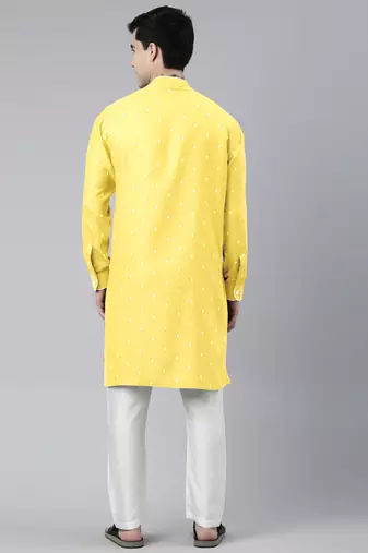 Light yellow asymmetrical kurta set