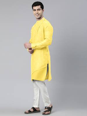 Light yellow asymmetrical kurta set 3