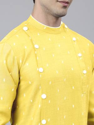 Light yellow asymmetrical kurta set 4