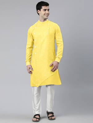 Light yellow asymmetrical kurta set 5