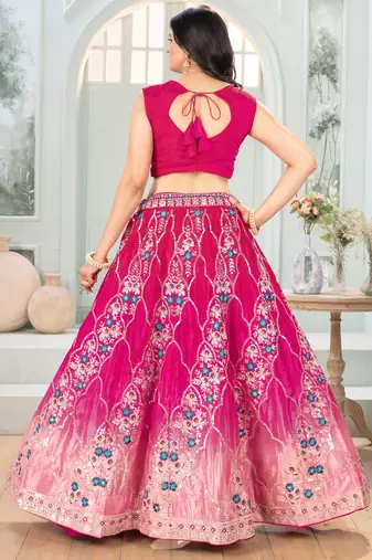 pink chinon sequins embroidered lehenga set choli with dupatta with dupatta