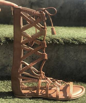 Brown solid synthetic leather footwear 1