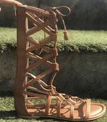 Brown solid synthetic leather footwear