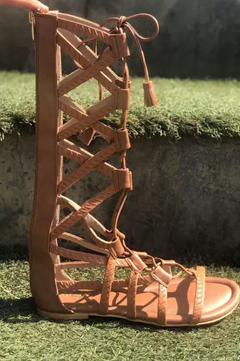 Brown solid synthetic leather footwear