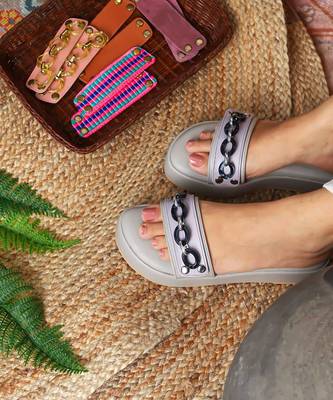 Purple solid leather flats 4