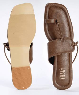 Brown solid synthetic leather kolhapuri 3