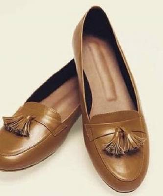 Brown solid leather Loafers  1