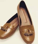 Brown solid leather Loafers 