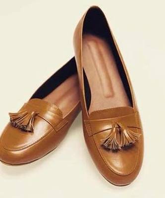 Brown solid leather Loafers  2