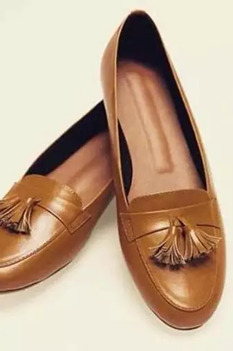 Brown solid leather Loafers 