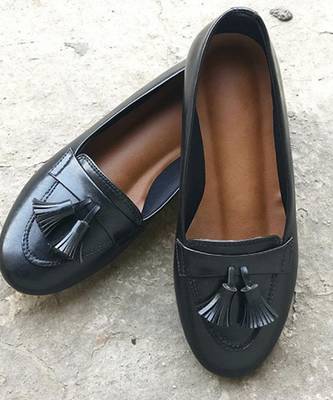 Blue solid synthetic leather Loafers  1