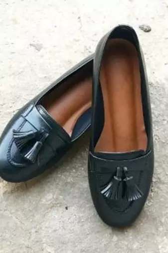 Blue solid synthetic leather Loafers 