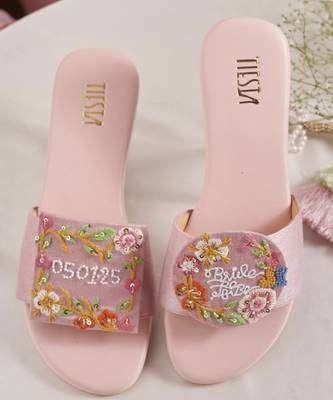 Purple embroidered leather flats 1