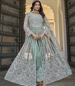 Sea green Embroidered net salwar suit