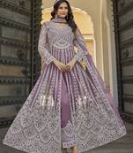Lavender Embroidered net salwar suit