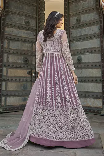 Lavender Embroidered net salwar suit