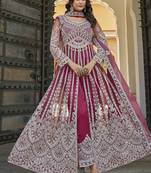 Rani pink Embroidered net salwar suit