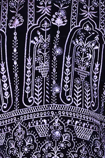 Navy blue zari embriodered coton silk ethnic jacket with kurta set