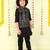 Black zari embriodered coton silk ethnic jacket with kurta set