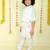 White cotton silk embriodered ethnic jacket with kurta set